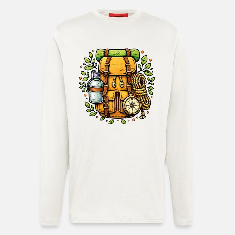 Rucksackwanderung, Wanderung, Camping im Freien - Langarmshirt - made by SPREAD  - OFF WHITE