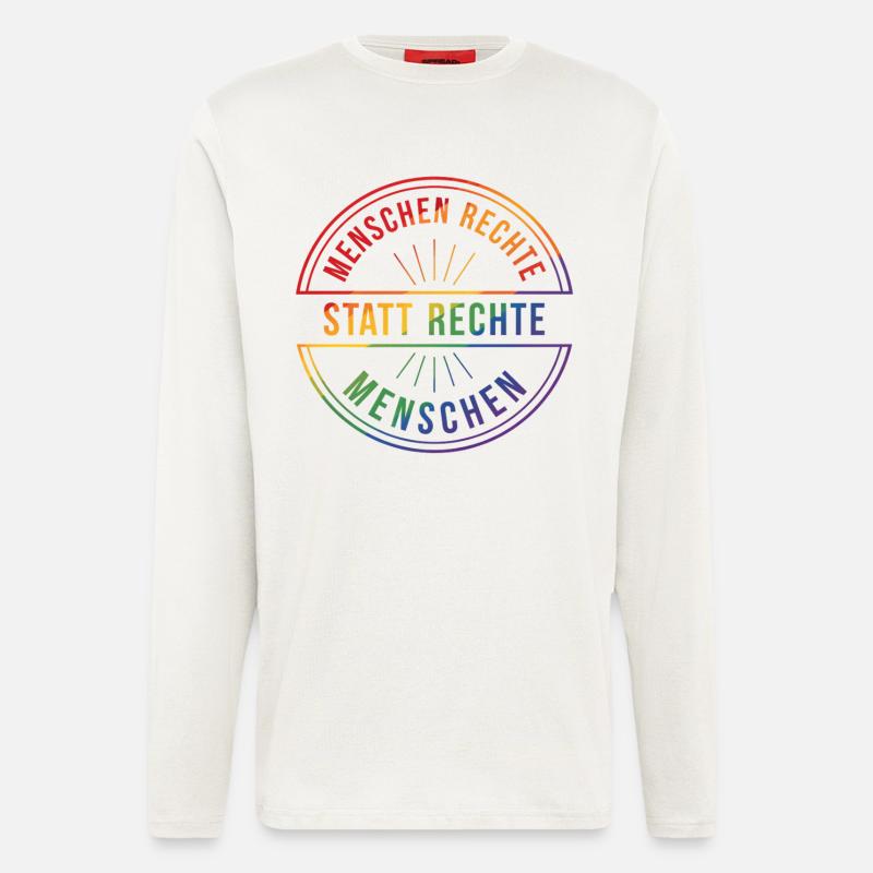 Menschenrechte Statement Pride Regenbogen - Langarmshirt - made by SPREAD  - OFF WHITE