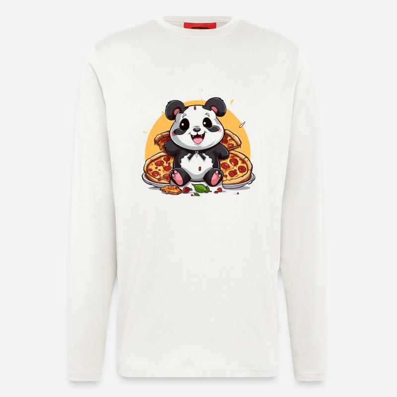 Cuddly panda with pizza magic - Longsleeve - made by SPREAD  - OFF WHITE