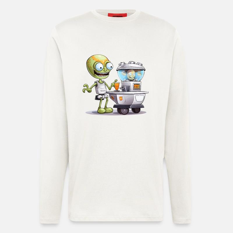 Außerirdischer Barkeeper im Space Bar - Langarmshirt - made by SPREAD - OFF WHITE