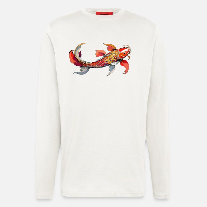 Rainbow Koi on Black - Longsleeve - made by SPREAD  - OFF WHITE