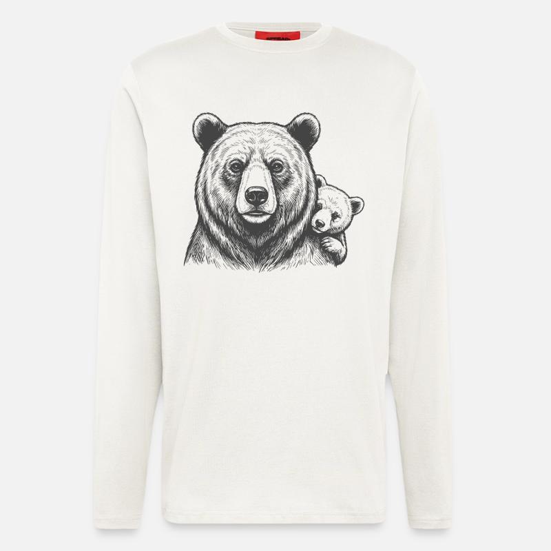 Papa et bébé des Bears - Manches longues bio décontracté fabriqué en UE - OFF WHITE