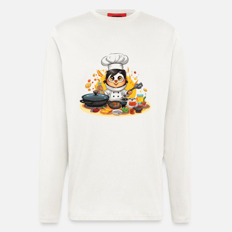 Küchen-Pinguin Meisterkoch - Langarmshirt - made by SPREAD  - OFF WHITE