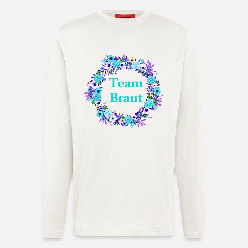 Team Braut Blütenkranz - Langarmshirt - made by SPREAD  - OFF WHITE