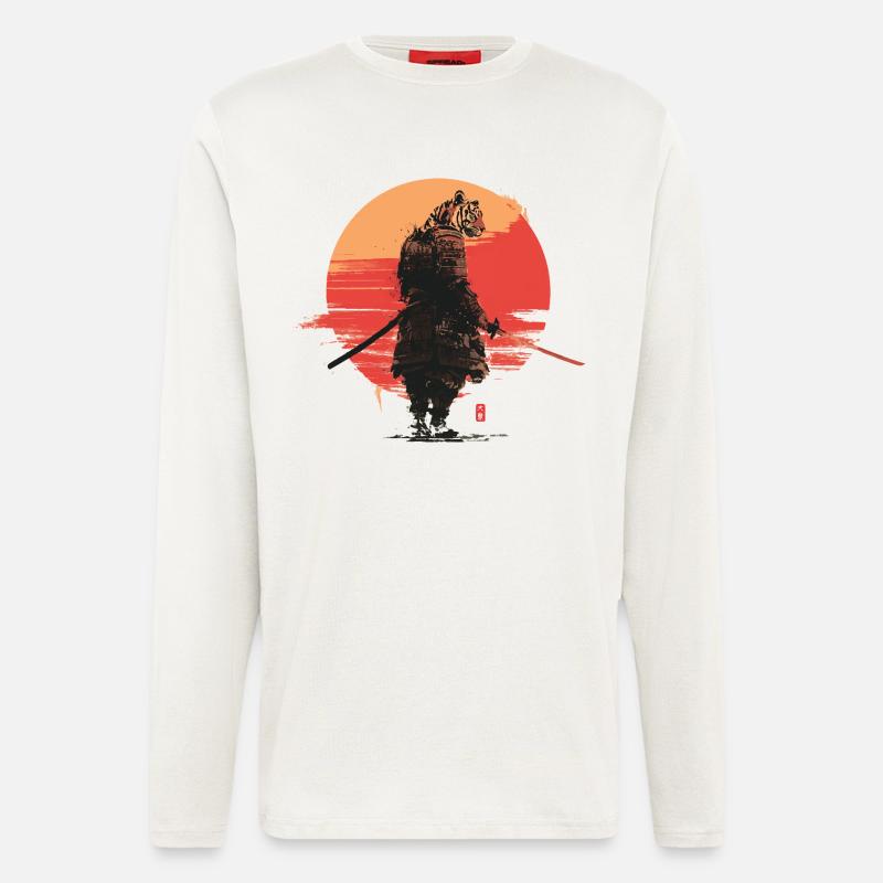 Tiger Samurai at Sunset - Longsleeve - made by SPREAD  - OFF WHITE