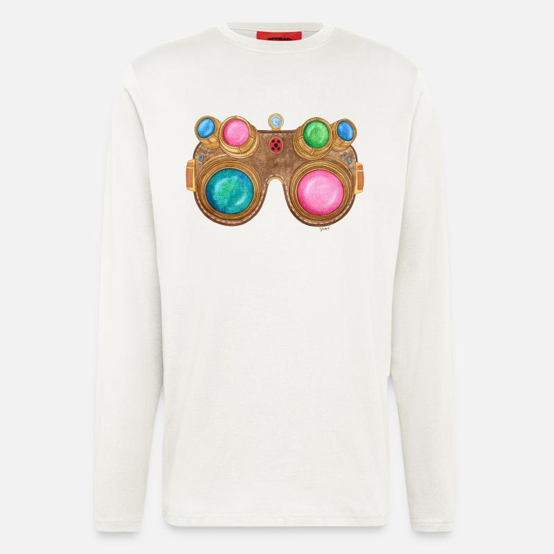 Regenbogen-Steampunk-Brille - Langarmshirt - made by SPREAD - OFF WHITE
