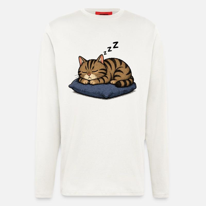 Sleeping cat on pillow - Longsleeve - made by SPREAD  - OFF WHITE