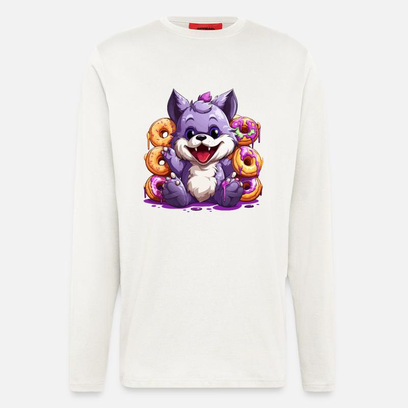 Zuckerpfoten Wolf mit Donuts - Langarmshirt - made by SPREAD  - OFF WHITE
