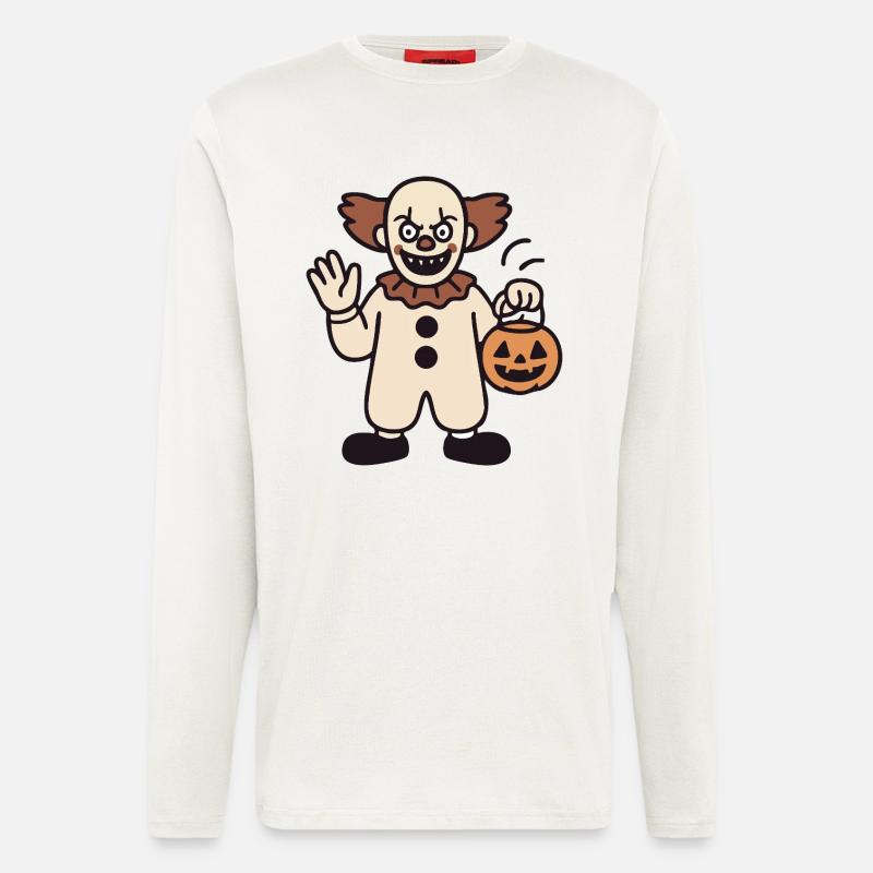 Halloween-Clown mit Kürbiseimer - Langarmshirt - made by SPREAD  - OFF WHITE