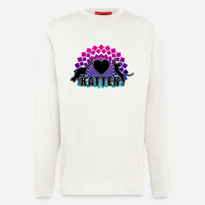 Katzenherz-Regenbogen-Mandala - Langarmshirt - made by SPREAD  - OFF WHITE