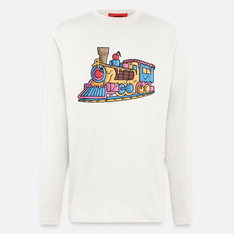 Dampflok Eiscreme Modelleisenbahn Eisenbahn - Longsleeve - made by SPREAD  - OFF WHITE