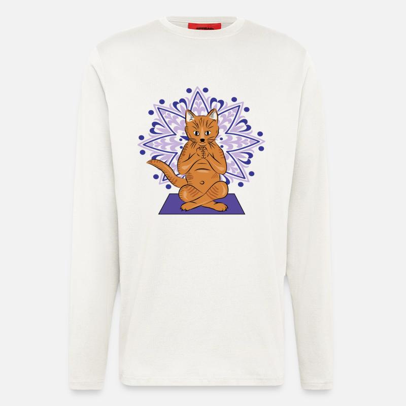 Meditative Katzen-Mandala - Langarmshirt - made by SPREAD - OFF WHITE