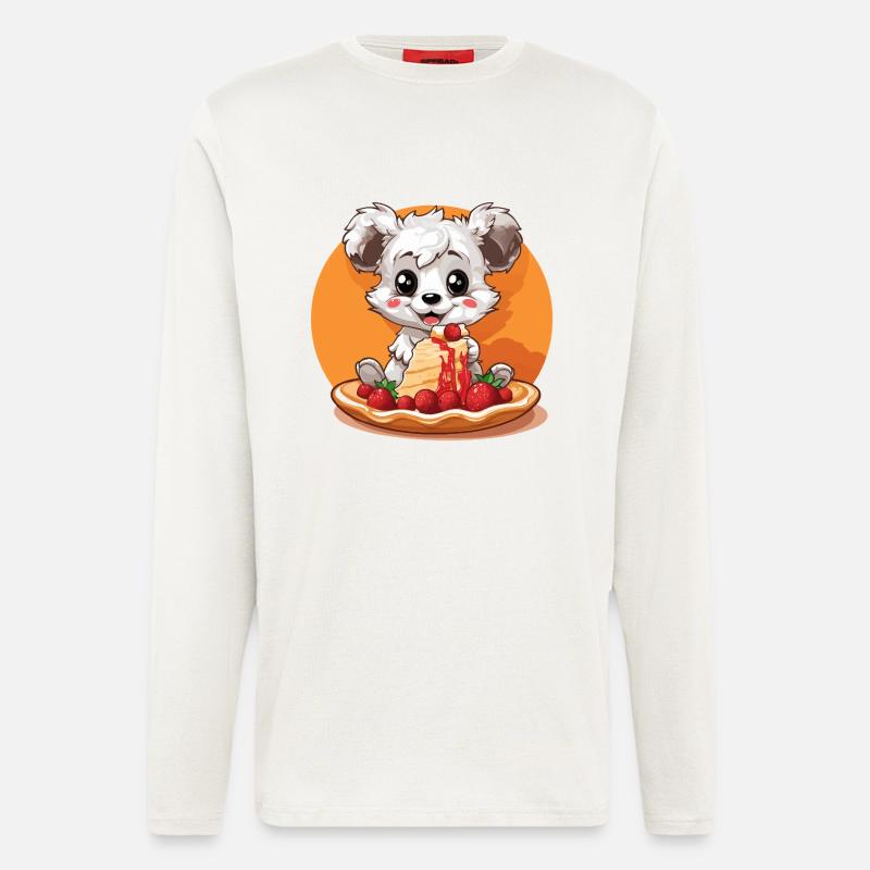 Kawaii Panda mit Pancake-Torte - Langarmshirt - made by SPREAD - OFF WHITE