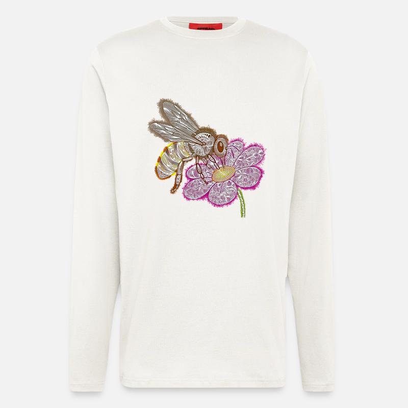 Zentangle-Biene - Langarmshirt - made by SPREAD  - OFF WHITE