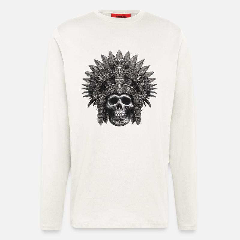 Mayan Warrior Aztec Design - Longsleeve - made by SPREAD  - OFF WHITE