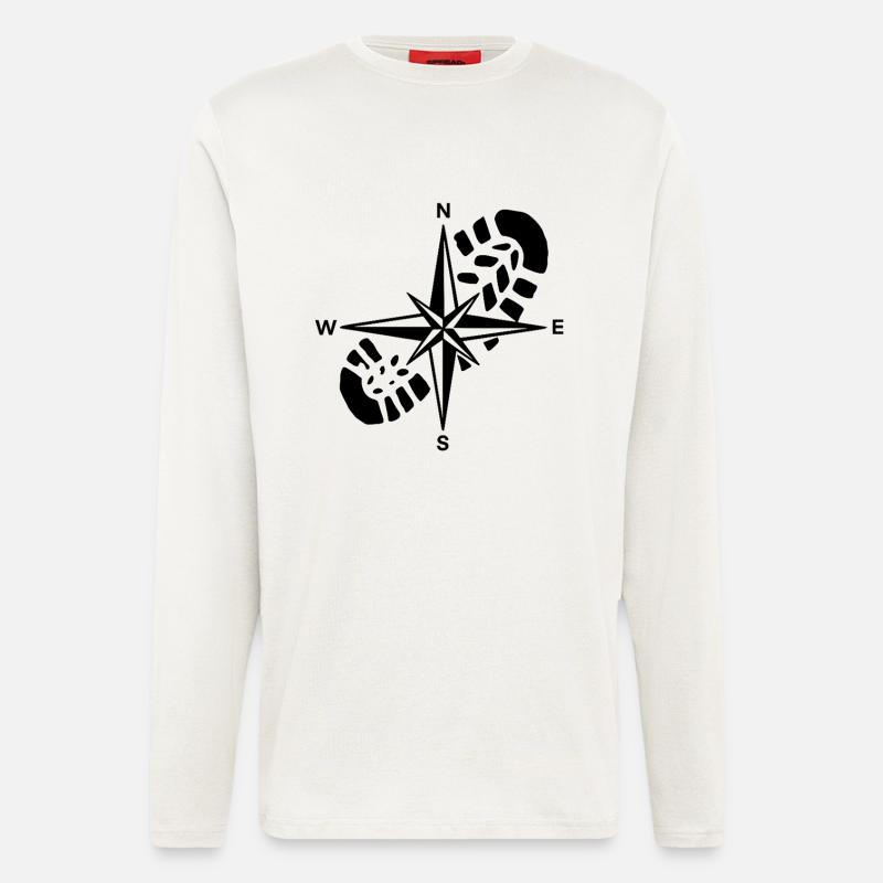 Hiker Compass Hiking Gift - Longsleeve - made by SPREAD  - OFF WHITE