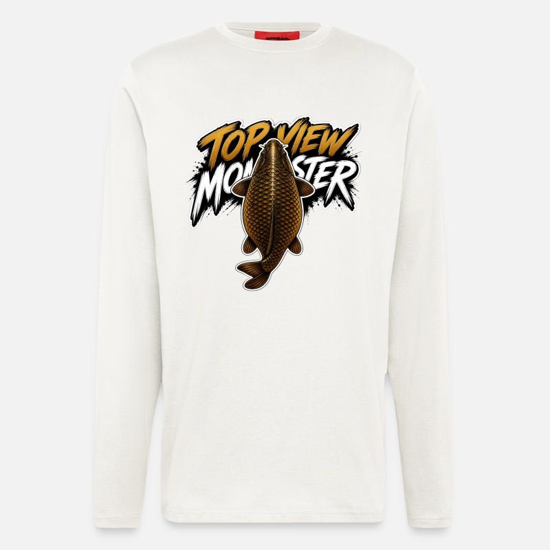 Vogelperspektive Monsterkarpfen – Kräftiges Angeldesign - Langarmshirt - made by SPREAD  - OFF WHITE