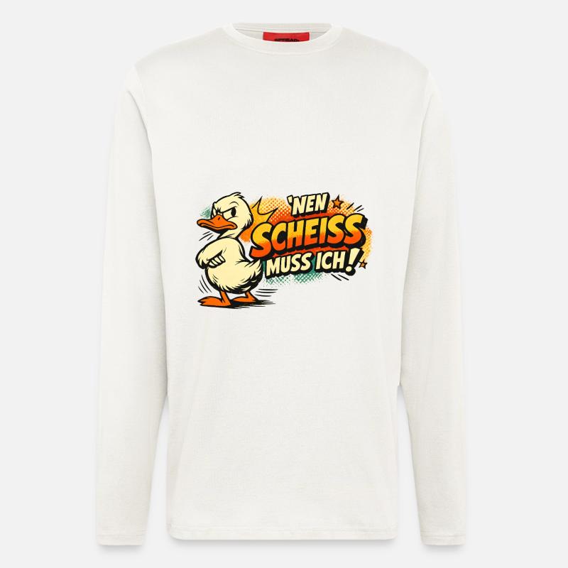 Einen Scheiss muss ich! Lustiges Statement - Langarmshirt - made by SPREAD  - OFF WHITE