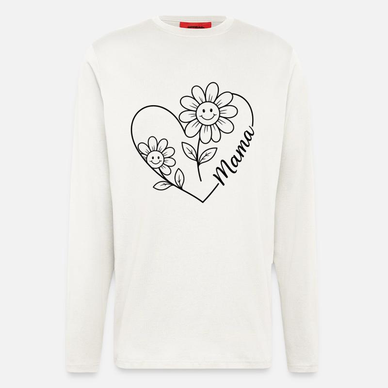 Mama Blumen Line-Art - Langarmshirt - made by SPREAD  - OFF WHITE