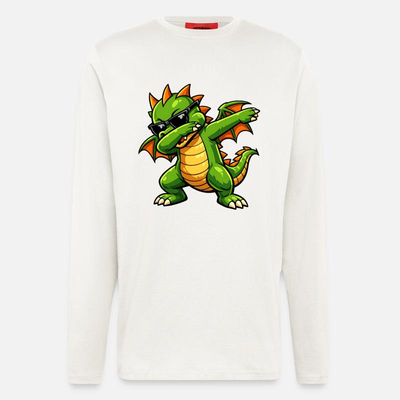 Süßer Dabbing Drache - Langarmshirt - made by SPREAD  - OFF WHITE