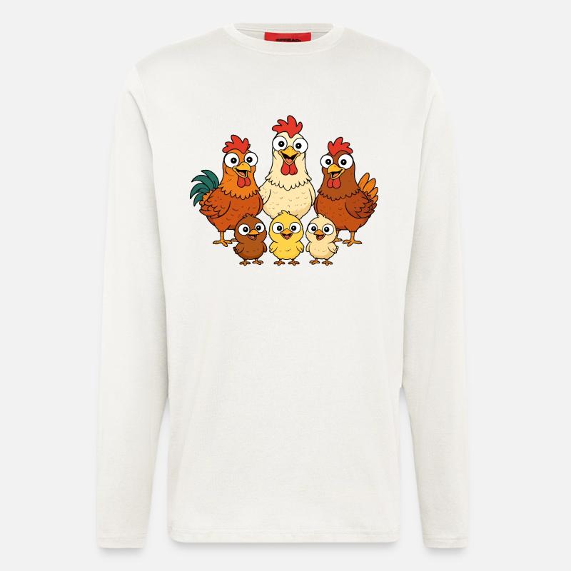 Hühner, Hähne und Küken - Langarmshirt - made by SPREAD  - OFF WHITE