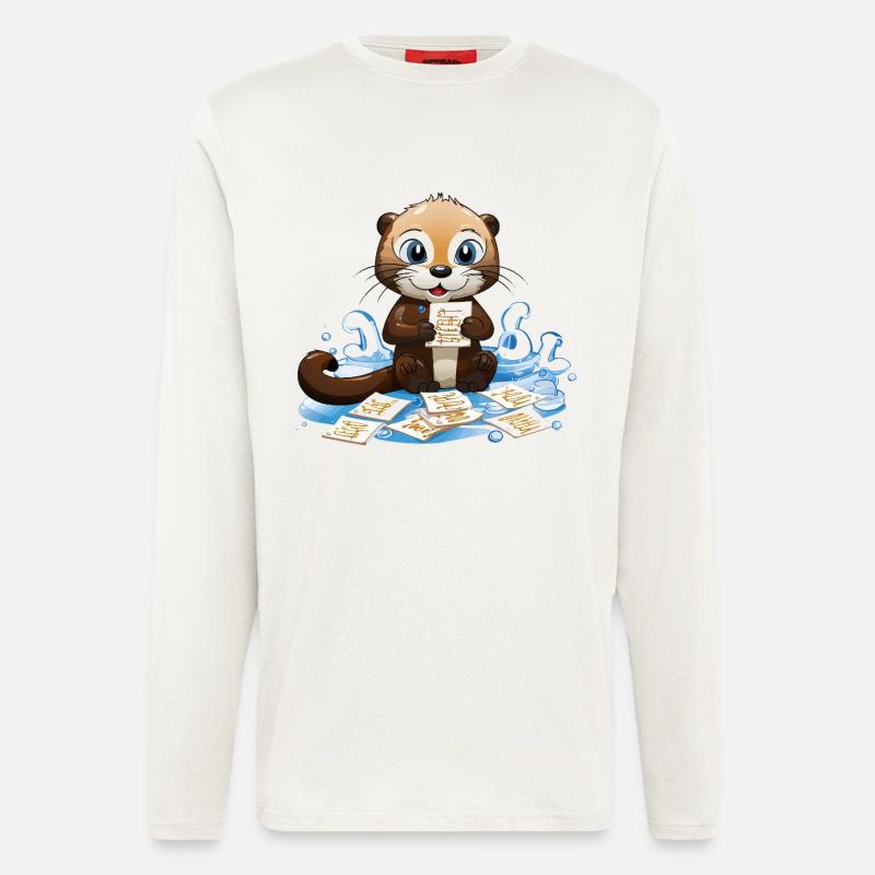 Otter mit Kochrezepte Karten - Langarmshirt - made by SPREAD - OFF WHITE