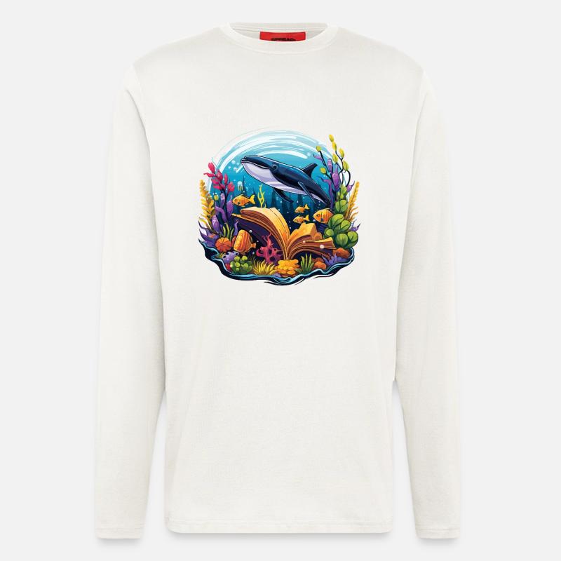 Unterwasserbuchparadies mit Wal - Langarmshirt - made by SPREAD - OFF WHITE
