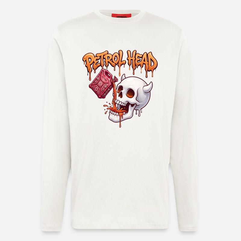 Petrolkopf-Schädel - Langarmshirt - made by SPREAD  - OFF WHITE