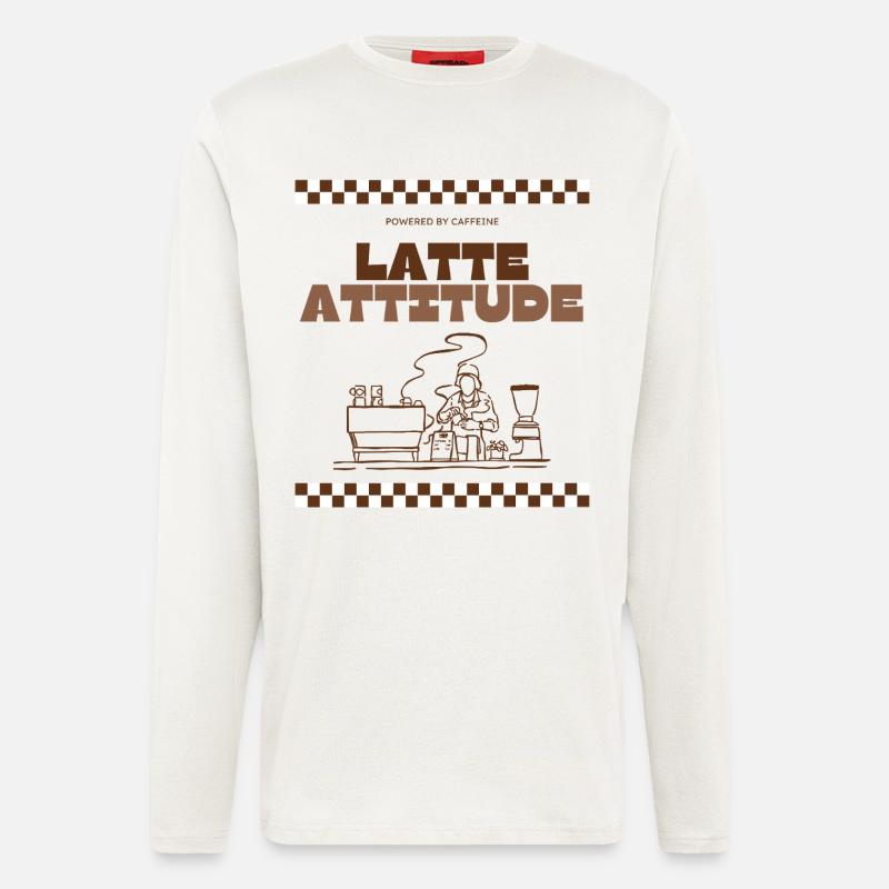 Latte Attitude - Manches longues bio décontracté fabriqué en UE - OFF WHITE