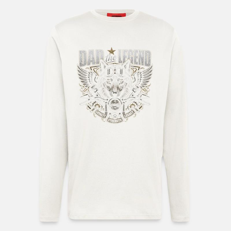 Father Legend Biker Wolves - Father's Day - Longsleeve - made by SPREAD  - OFF WHITE