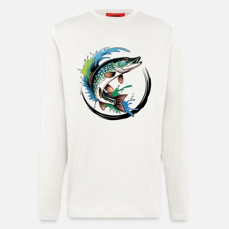 Hecht angeln - Langarmshirt - made by SPREAD - OFF WHITE
