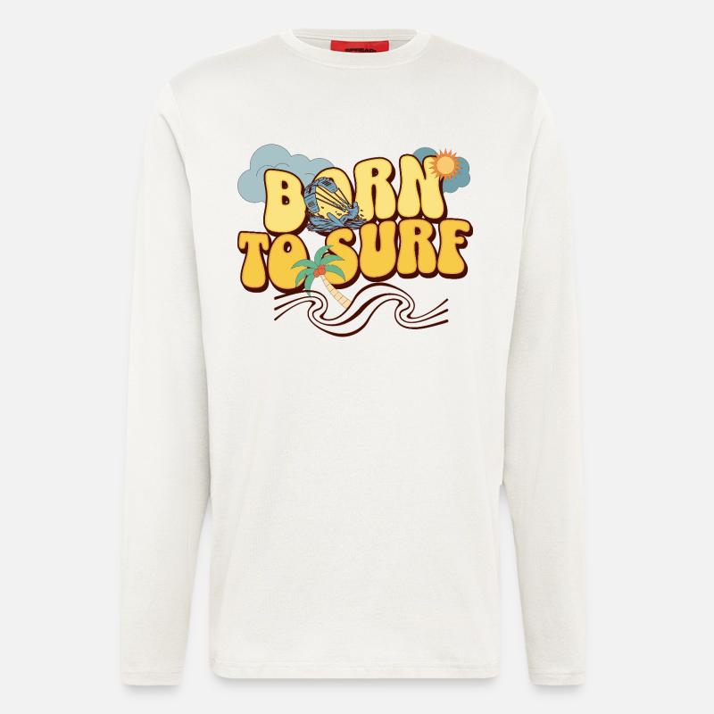 born to surf - Longsleeve - made by SPREAD  - OFF WHITE