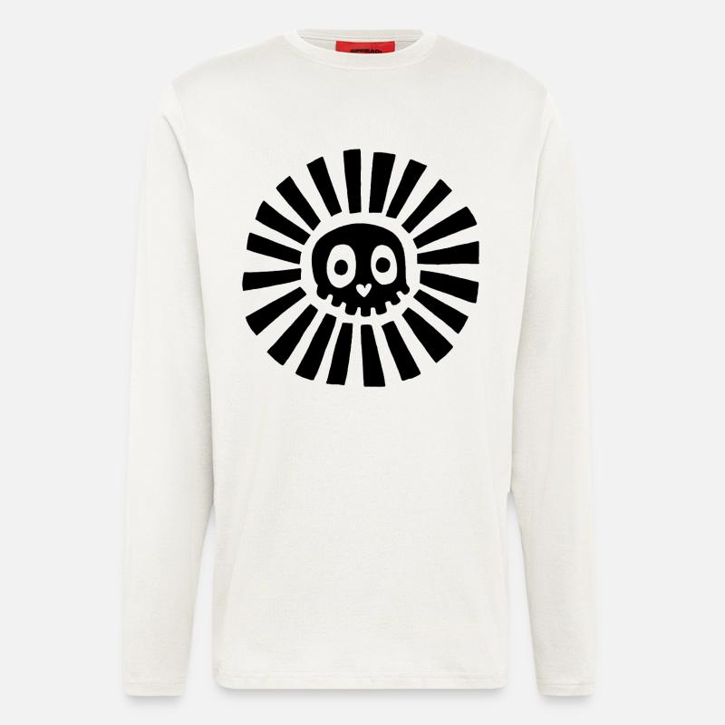 Schwarzer Sonnenschädel - Langarmshirt - made by SPREAD - OFF WHITE