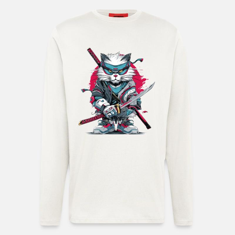 Japanische Katze  - Langarmshirt - made by SPREAD  - OFF WHITE