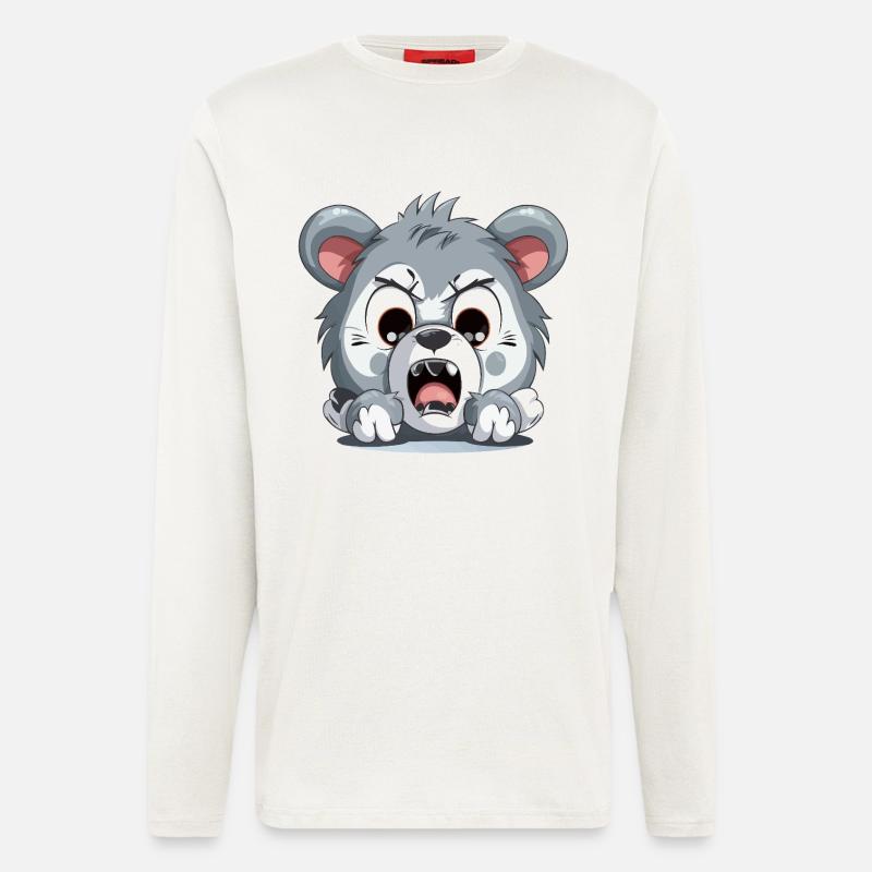 Wütender Welpen Cartoon – Animierte Aggression - Langarmshirt - made by SPREAD  - OFF WHITE