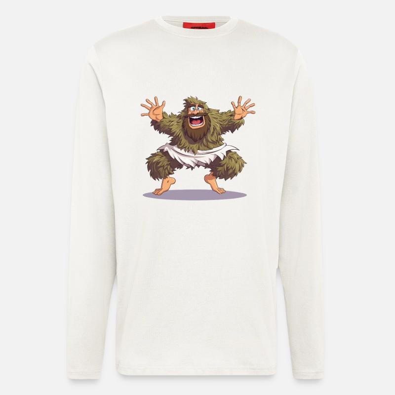Joyeuse danse du Bigfoot - Manches longues bio décontracté fabriqué en UE - OFF WHITE