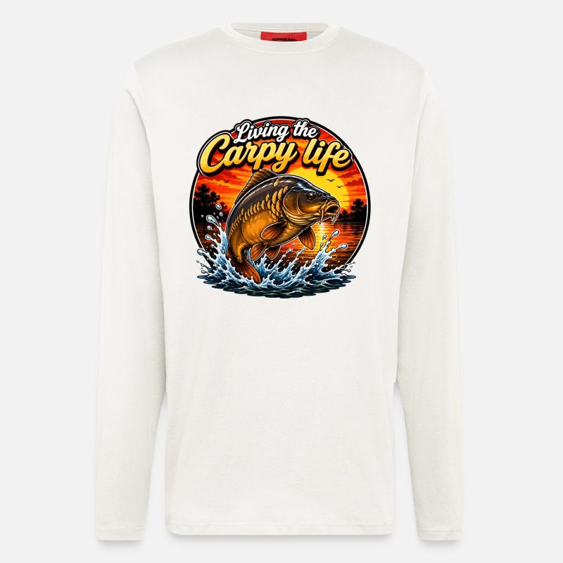 Das Karpfen-Leben leben Karpfenfischen - Langarmshirt - made by SPREAD  - OFF WHITE