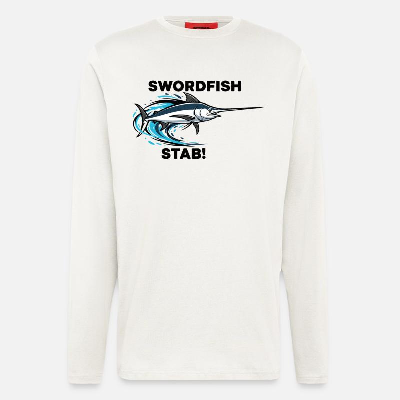 Schwertfisch Stich Schwert Meer Schwertfisch - Langarmshirt - made by SPREAD - OFF WHITE
