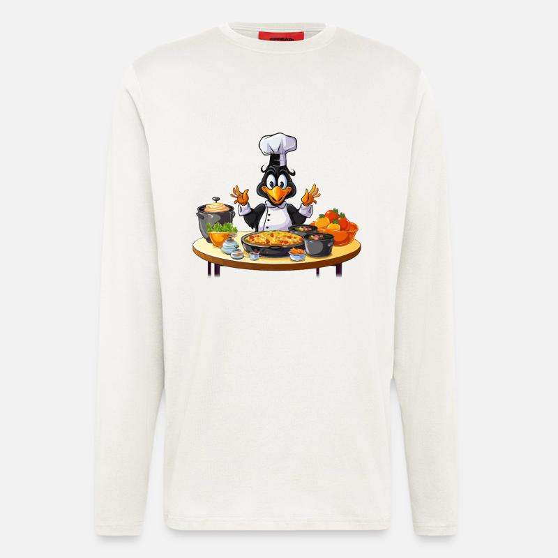 Kitchen Duck Chef Design - Manches longues bio décontracté fabriqué en UE - OFF WHITE