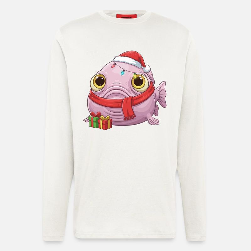 Funny Blobfish - Christmas Time with... - Longsleeve - made by SPREAD  - OFF WHITE
