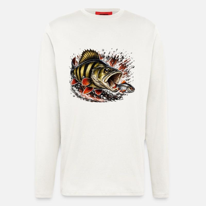 Explosives Barsch-Raubtierfisch-Design - Langarmshirt - made by SPREAD  - OFF WHITE