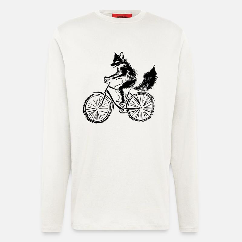 Funny Bicycle Fox - Longsleeve - made by SPREAD  - OFF WHITE