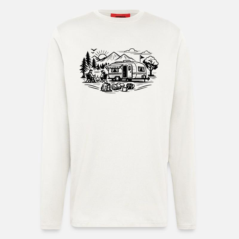 Camping Trailer Landscape - Longsleeve - made by SPREAD  - OFF WHITE