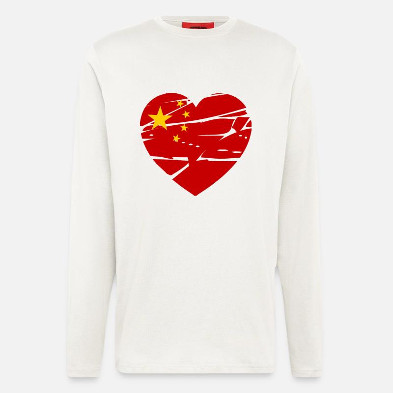 China Flag Herz - Langarmshirt - made by SPREAD - OFF WHITE