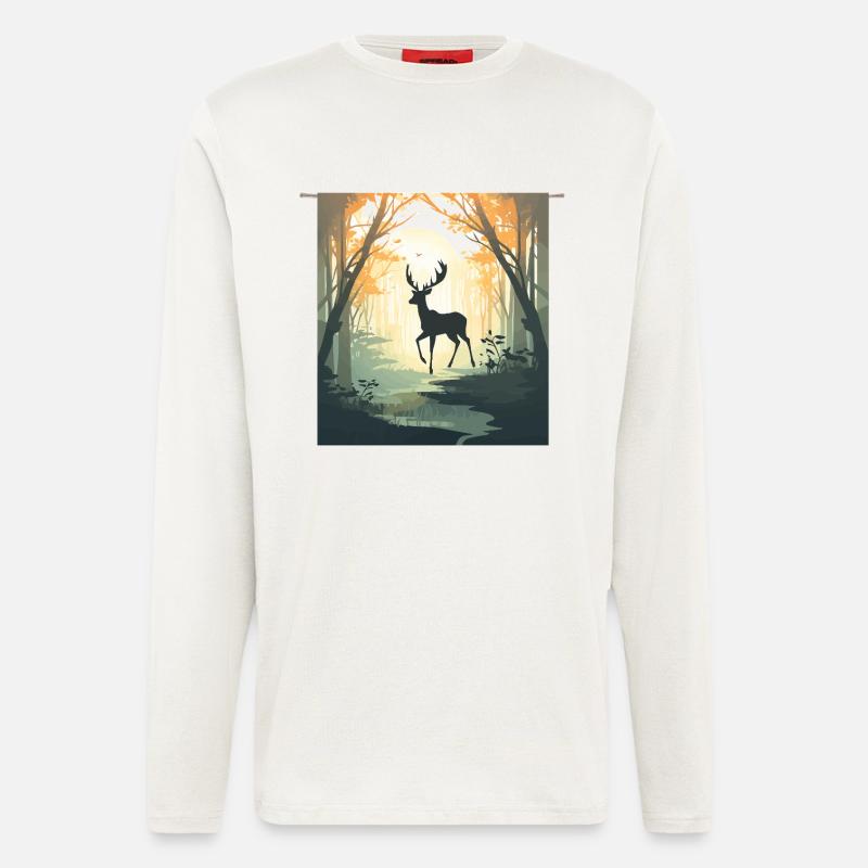 Hirsch im Herbstwald - Langarmshirt - made by SPREAD  - OFF WHITE
