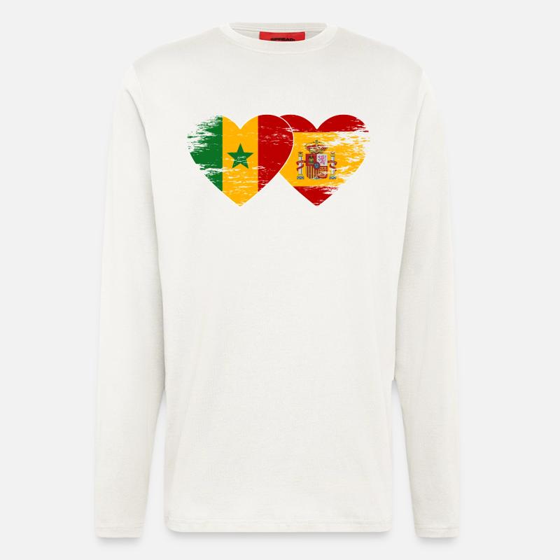 Senegal_Spanien_Flagge_Herz_used - Longsleeve - made by SPREAD  - OFF WHITE