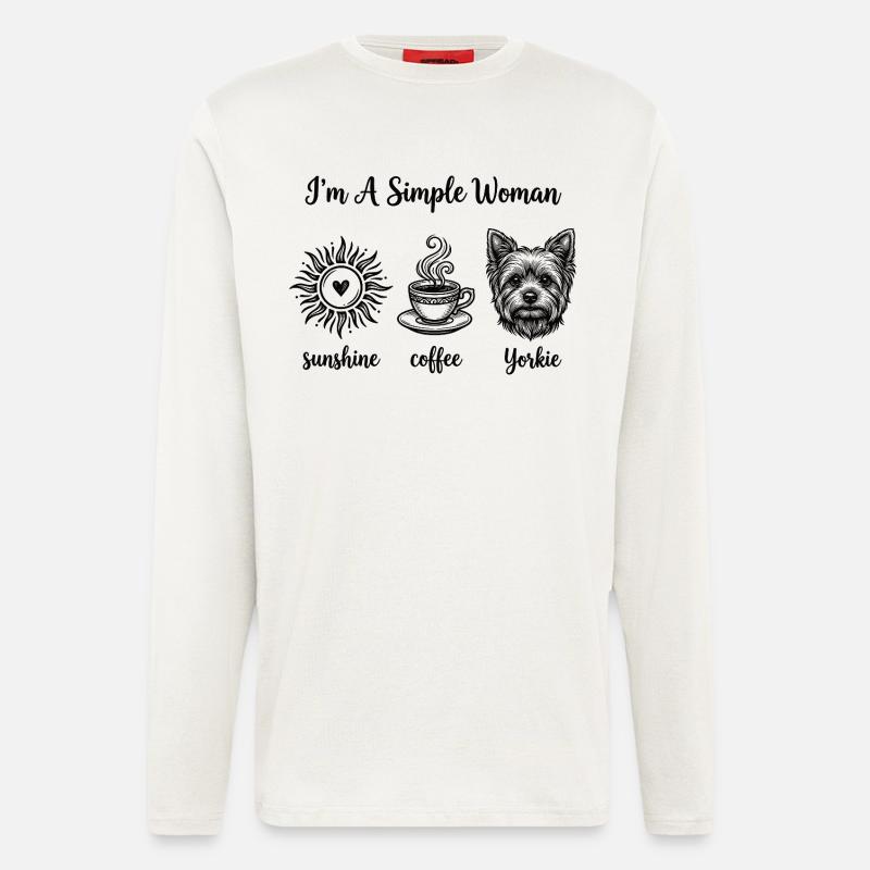 Femmes simples amoureuses de Yorkie - Manches longues bio décontracté fabriqué en UE - OFF WHITE