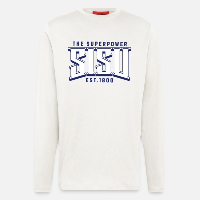 Impression du logo Content Superpower - Manches longues bio décontracté fabriqué en UE - OFF WHITE