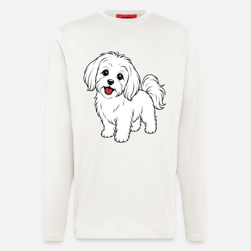 Malteser Hund weiß - Langarmshirt - made by SPREAD  - OFF WHITE