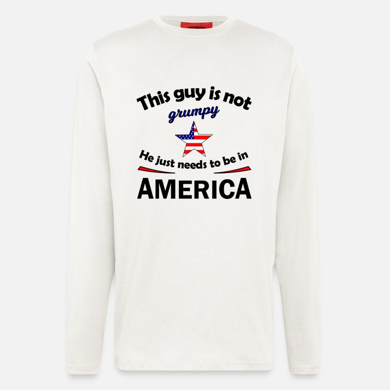 Grumpy Star mit US Flaggenstern - Langarmshirt - made by SPREAD - OFF WHITE